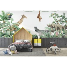 Duvar Kağıdı Marketi Meyve Ağaçları Arasında Duran Hayvan Desenli 3D Duvar Kağıdı