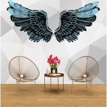 Duvar Kağıdı Marketi Mavi Kanat Desenli 3D Duvar Kağıdı