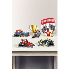 Neşeli Günlerim Yarış Arabası Konseptli Ayaklı Pano Seti Masa Üstü Kalın Kağıt