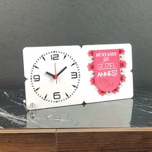 Hediyelen Dünyanın En Güzel Annesi Ahşap Masa Saati