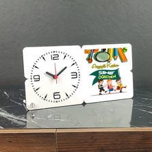 Hediyelen Sınıf Öğretmenine Hediye Ahşap Masa Saati 001