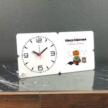Hediyelen Türkçe Öğretmeni Ahşap Masa Saati 05