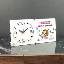 Hediyelen Fen Bilimleri Öğretmeni Ahşap Masa Saati 003