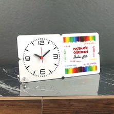 Hediyelen Matematik Öğretmeni Ahşap Masa Saati 003