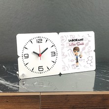 Hediyelen Laborant Ahşap Masa Saati 002