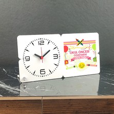 Hediyelen Okul Öncesi Öğretmenine Hediye Ahşap Masa Saati