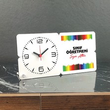 Hediyelen Sınıf Öğretmeni Ahşap Masa Saati 002