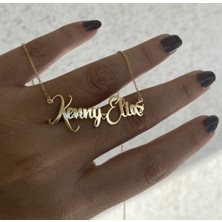 Gökdeniz 925 Mini Kalp Detaylı Ikili Isim Gümüş Kolye Özel Gün Hediyesi