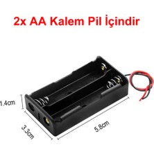 Alkatronik 2'li 1,5V Aa Kalem Pil Kutusu Yuvası 2X1,5V Kablolu Batarya Pil Tutucu