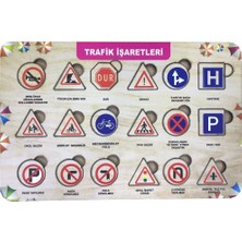 Farbu Oyuncak Trafik Işaretleri 18 Pcs Eğitici Ahşap Puzzle FBP22