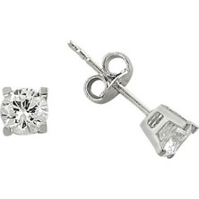 Tek taş Küpe Beyaz Altın 14 Ayar 1.47 Gram