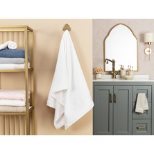 Madame Coco Maynor Bordürü Floşlu Banyo Havlusu - Beyaz - 70x140 Cm