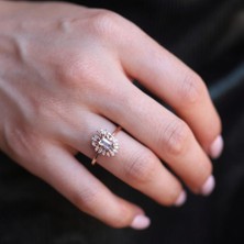 By Golden House Blue Marin Baget Pırlanta Yüzük