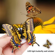 Profisher Ev Dekorasyon 3D 2 Katmanlı Işıklı LED Pvc Kelebek 10'lu Duvar Süsleme