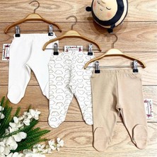 Renkli Puset 3'lü Penye Bebek Pijama Takım Bulut Mavi Pembe Kahverengi