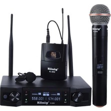 König K-312 E-Y Uhf Çift Kanal 1 El 1 Yaka Mikrofo