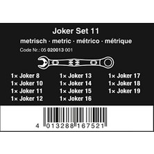 Wera 6000 Joker 11'li Set Cırcırlı Açık Ağız Anahtar 05020013001