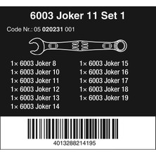 Wera 6003 Joker 11 Li Set Yıldız Açık Ağızlı Anahtar 05020231001