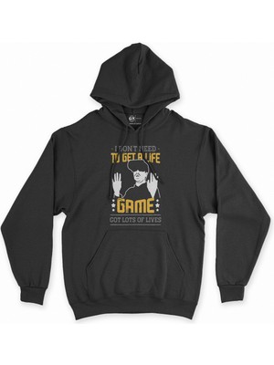 Cix Cix Kırmızı Now I Am A Gamer Siyah Kapşonlu Sweatshirt Hoodie