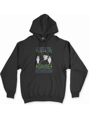 Cix Cix Turuncu Dont Need Life Siyah Kapşonlu Sweatshirt Hoodie