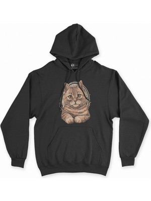 Cix Cix Masum Kedi Siyah Kapşonlu Sweatshirt Hoodie