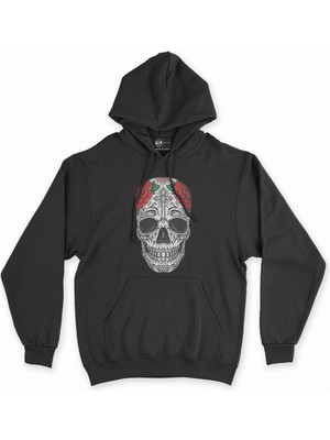 Cix Cix Kuru Kafa Gül Siyah Kapşonlu Sweatshirt Hoodie