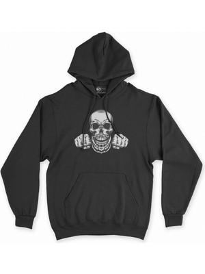 Cix Cix Kuru Kafa Yumruk Siyah Kapşonlu Sweatshirt Hoodie