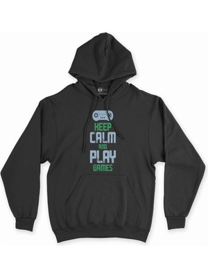 Cix Cix Keep Calm Play Game Siyah Kapşonlu Sweatshirt Hoodie