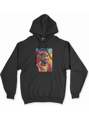 Cix Cix Renkli Lebron James Siyah Kapşonlu Sweatshirt Hoodie