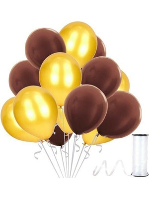 Bal10 Dünyası Kahverengi  Gold Metalik Balon 30 Adet