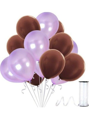 Bal10 Dünyası Kahverengi  Lila Metalik Balon 50 Adet