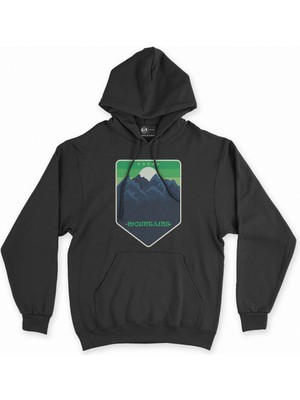 Cix Cix 5 Stars Mountains Siyah Kapşonlu Sweatshirt Hoodie