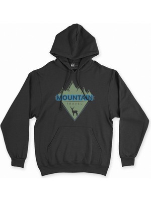 Cix Cix Mountain Travel Siyah Kapşonlu Sweatshirt Hoodie