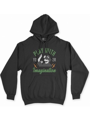 Cix Cix Yeşil Play Your Imagination Siyah Kapşonlu Sweatshirt Hoodie