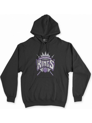 Cix Cix Sacramento Kings Logolu Siyah Kapşonlu Sweatshirt Hoodie