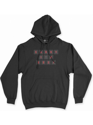 Cix Cix Kırmızı Sorry I Am Bussy Siyah Kapşonlu Sweatshirt Hoodie