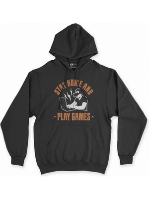 Cix Cix Stay Home Play Game Siyah Kapşonlu Sweatshirt Hoodie