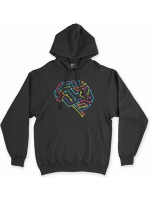 Cix Cix Dijital Beyin Siyah Kapşonlu Sweatshirt Hoodie