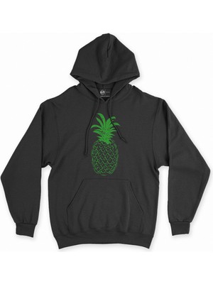Cix Cix Ananaslı Siyah Kapşonlu Sweatshirt Hoodie