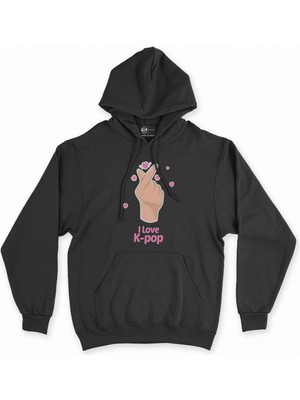 Cix Cix K Pop Finger Heart Siyah Kapşonlu Sweatshirt Hoodie