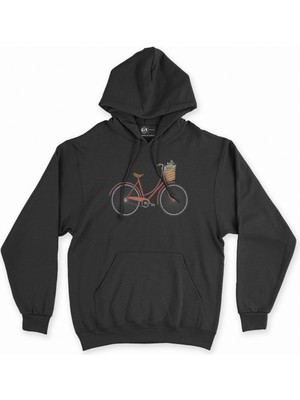 Cix Cix Adalar Bisikletli Siyah Kapşonlu Sweatshirt Hoodie