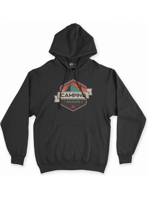 Cix Cix Wild Life Camping Siyah Kapşonlu Sweatshirt Hoodie