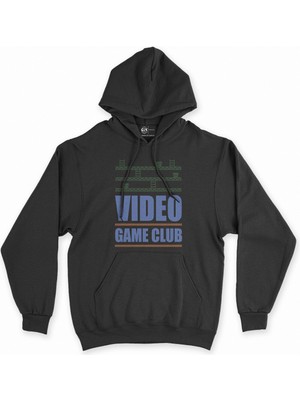Cix Cix Mavi Video Game Club Siyah Kapşonlu Sweatshirt Hoodie