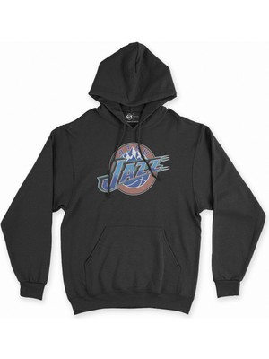 Cix Cix Utah Jazz Logolu Siyah Kapşonlu Sweatshirt Hoodie