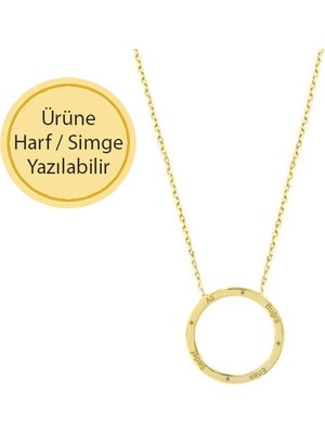 Engingold 14K Sade Altın Geometrik Halka Kolye