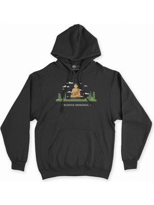 Cix Cix Buda Anıtı Siyah Kapşonlu Sweatshirt Hoodie