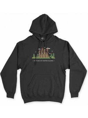 Cix Cix Paskalya Adası Siyah Kapşonlu Sweatshirt Hoodie