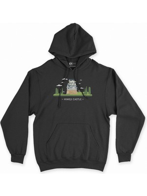 Cix Cix Himeji Kalesi Siyah Kapşonlu Sweatshirt Hoodie
