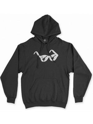 Cix Cix Gitar Gözlük Siyah Kapşonlu Sweatshirt Hoodie