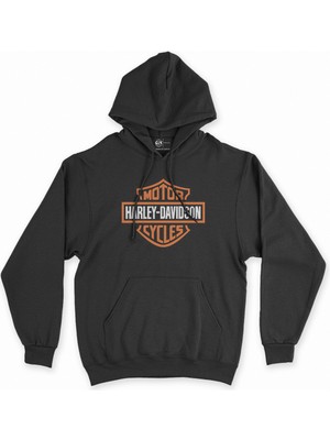 Cix Cix Sarı Harley Davidson Cycles Siyah Kapşonlu Sweatshirt Hoodie